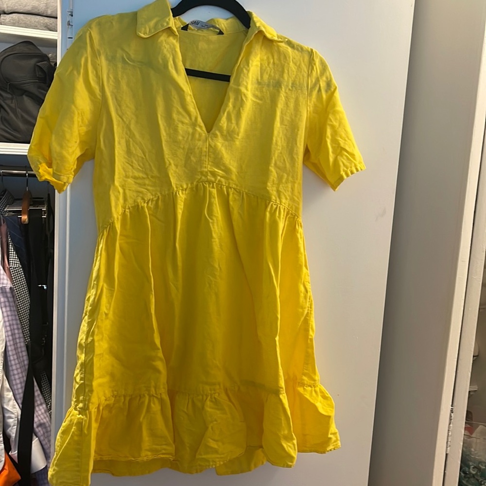 Yellow short sleeve babydoll dress